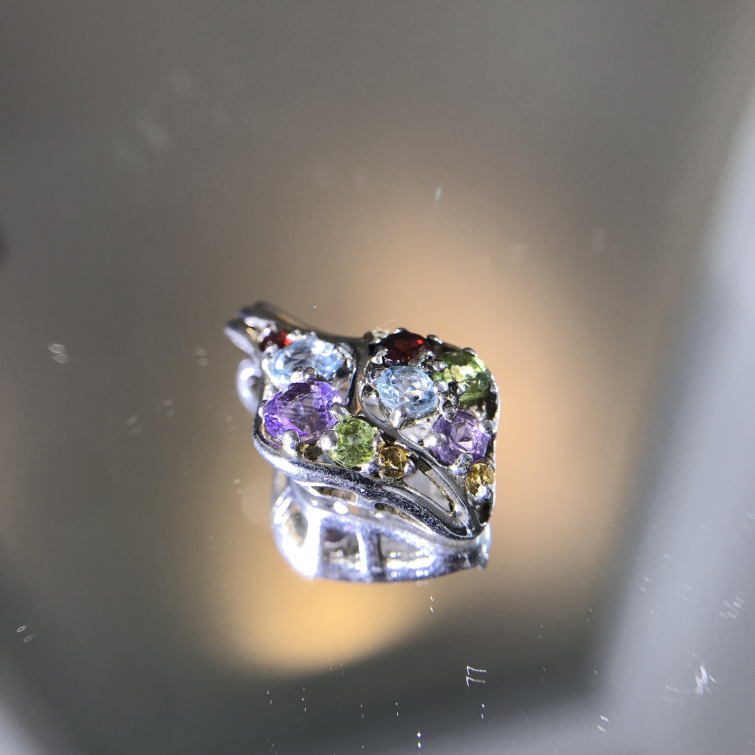 80年斯里兰卡宝石公司HH GEMS 【纯天然彩色宝石  多种珍贵宝石合集】 海外制作库存清仓925银 纯吊坠 托帕石碧玺石榴石紫水晶 纯天然