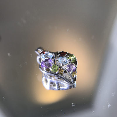 80年斯里兰卡宝石公司HH GEMS 【纯天然彩色宝石  多种珍贵宝石合集】 - 海外制作库存清仓925银 纯吊坠 托帕石碧玺石榴石紫水晶 纯天然