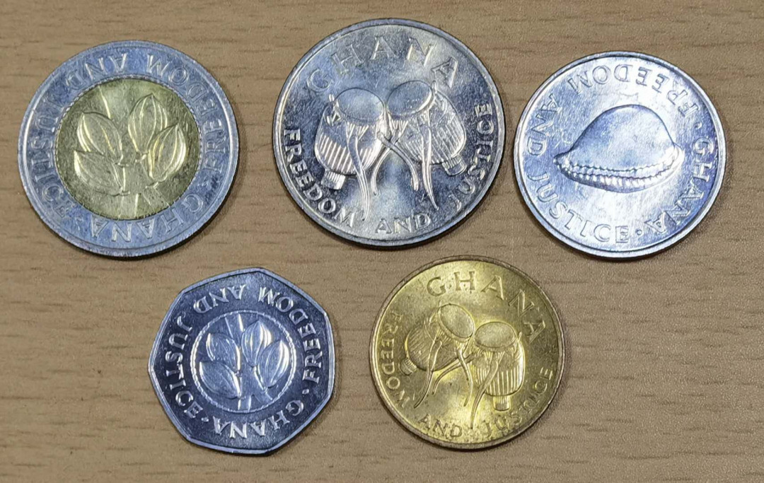 北京马甸外国钱币专卖微拍第四十六期，外国非贵金属纪念币，流通币专场，陆续上新，欢迎关注 加纳流通币5枚/套，品相如图
