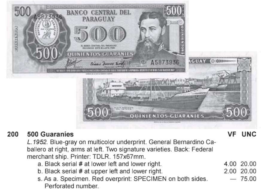 N&C第十一期: 欢乐捡漏场 1952年巴拉圭500比索 珍稀样钞! UNC