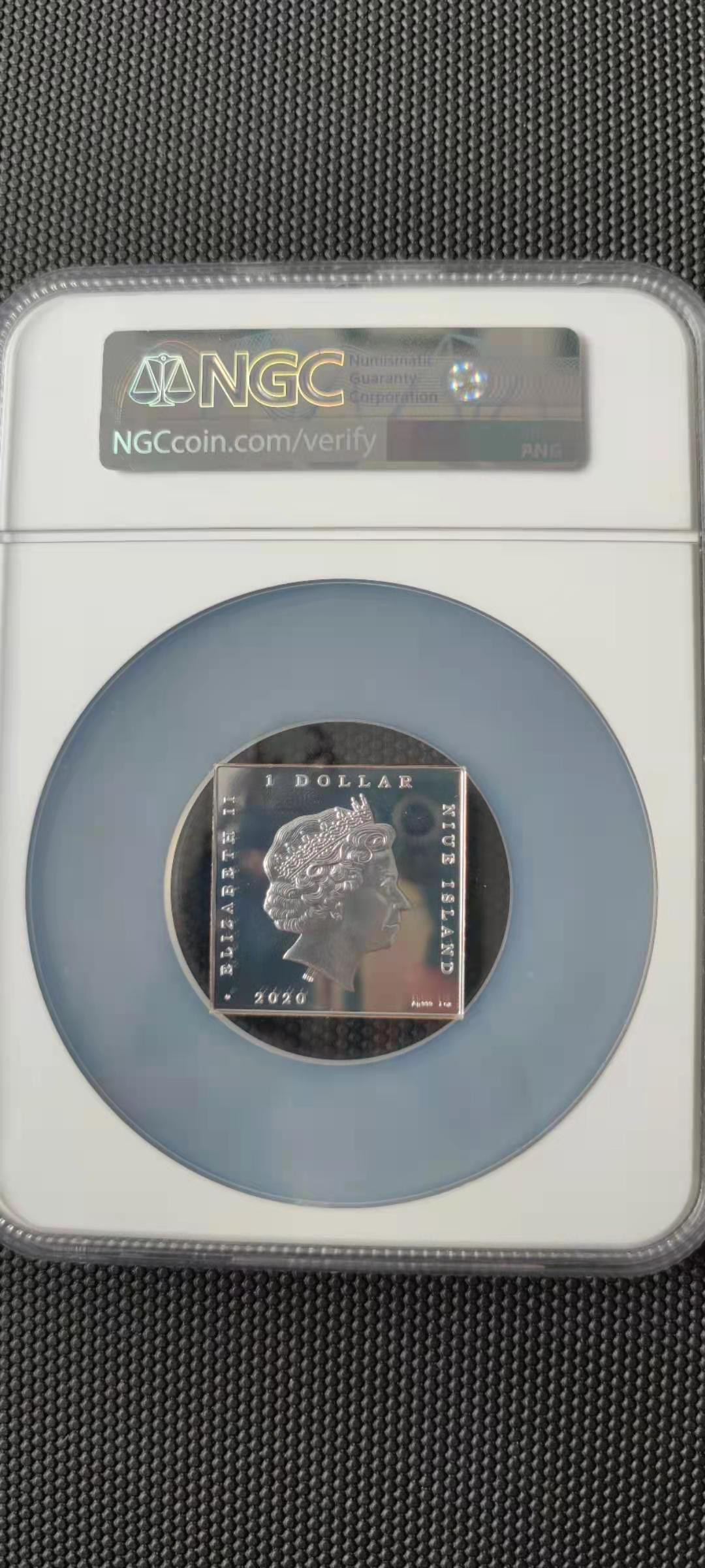 【随心拍&Getcoins】钱币直播第一期 纽埃2020年名画系列神奈川冲浪里镀金方形彩色银币  NGC首期70分