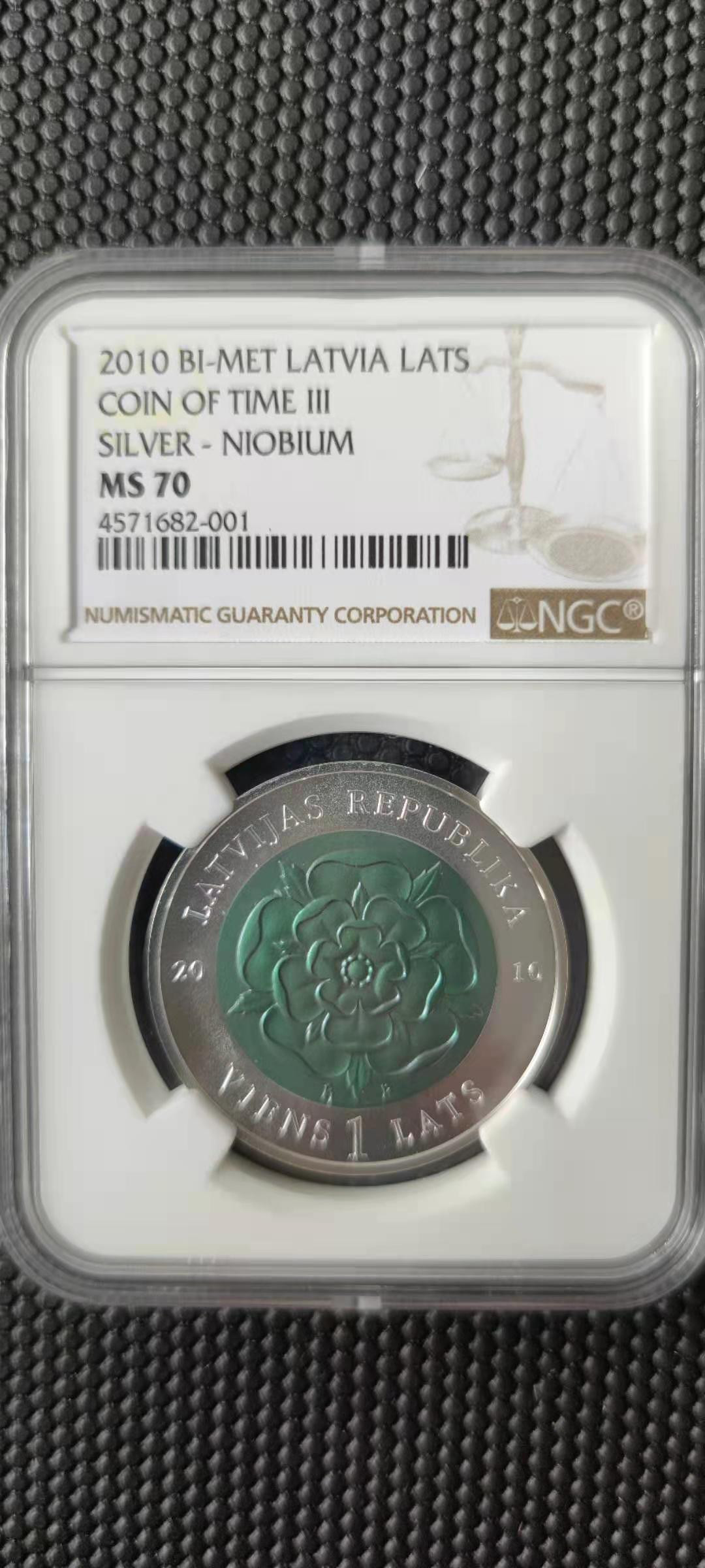 【随心拍&Getcoins】钱币直播第一期 2010年拉脱维亚 时间之币三 银铌合金币  NGC70