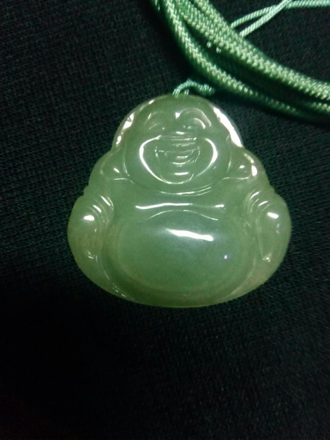 珍品收藏(系统自动拍卖) 天然A货翡翠，笑弥勒挂件。