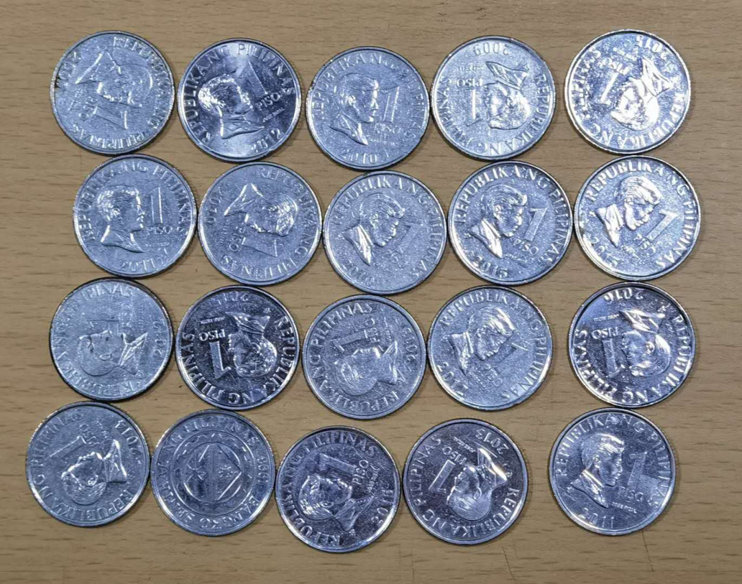 北京马甸外国钱币专卖微拍第四十六期，外国非贵金属纪念币，流通币专场，陆续上新，欢迎关注 菲律宾1比索流通币20枚，品相如图