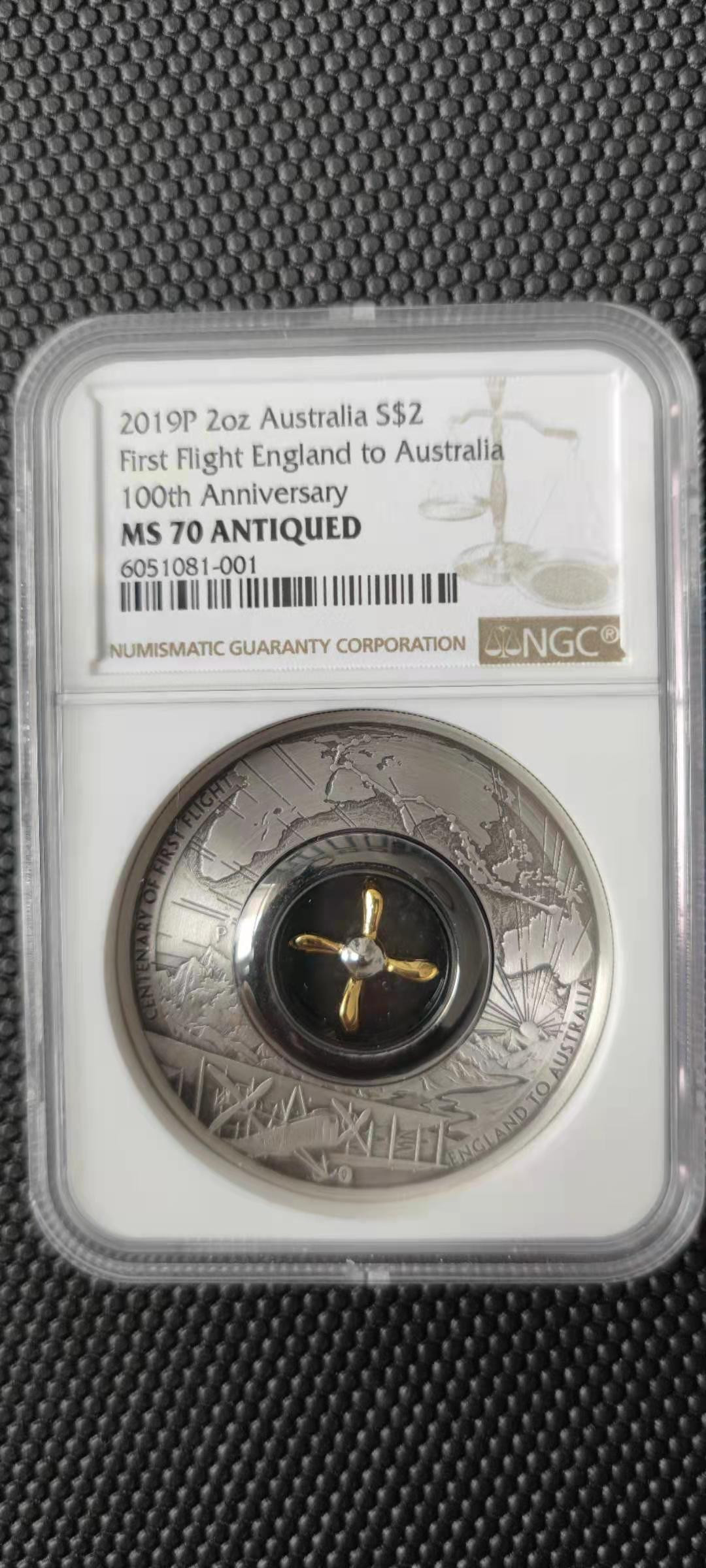 【随心拍&Getcoins】钱币直播第一期 澳大利亚2019英国澳洲首飞百年2盎司螺旋桨银币  NGC70