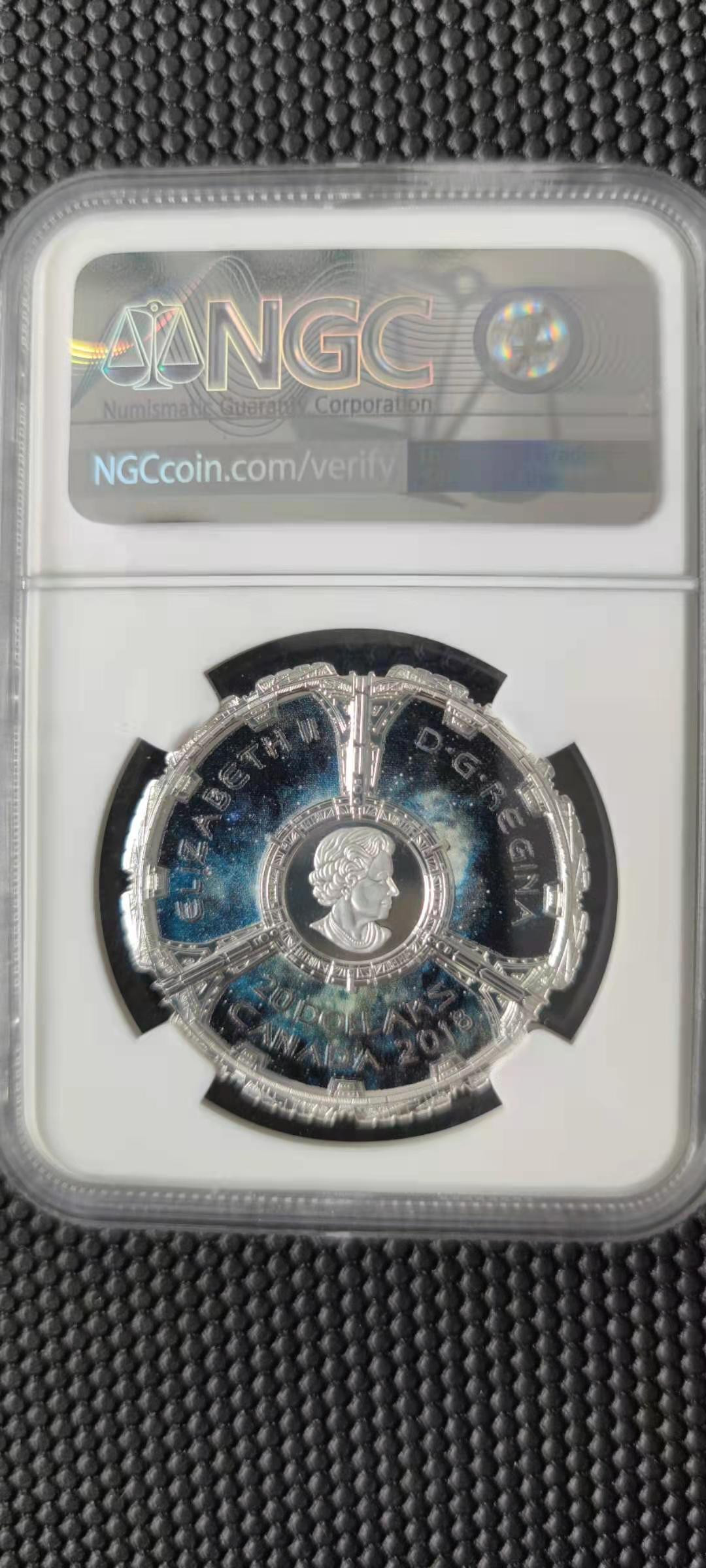 【随心拍&Getcoins】钱币直播第一期 加拿大2018年星际迷航深空九号星舰形双面彩色精制银币  首期蓝标NGC70