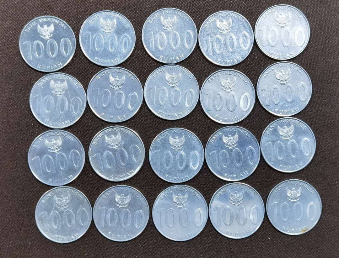 北京马甸外国钱币专卖微拍第四十六期，外国非贵金属纪念币，流通币专场，陆续上新，欢迎关注 印尼1000盾流通币20枚，品相如图