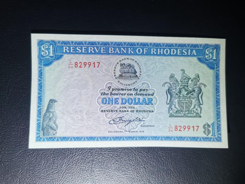 N&C 第八期: 外国纸币专场 1976年罗德西亚1元 全新