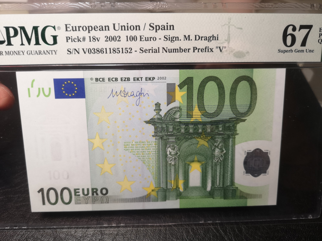 《外钞收藏家》第一百零四期拍卖 2002年欧元100欧 PMG67 西班牙