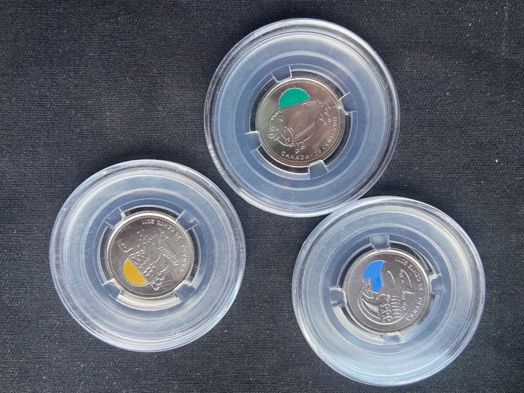 【币观天下】第141期钱币拍卖  【加拿大】彩色镍币3枚