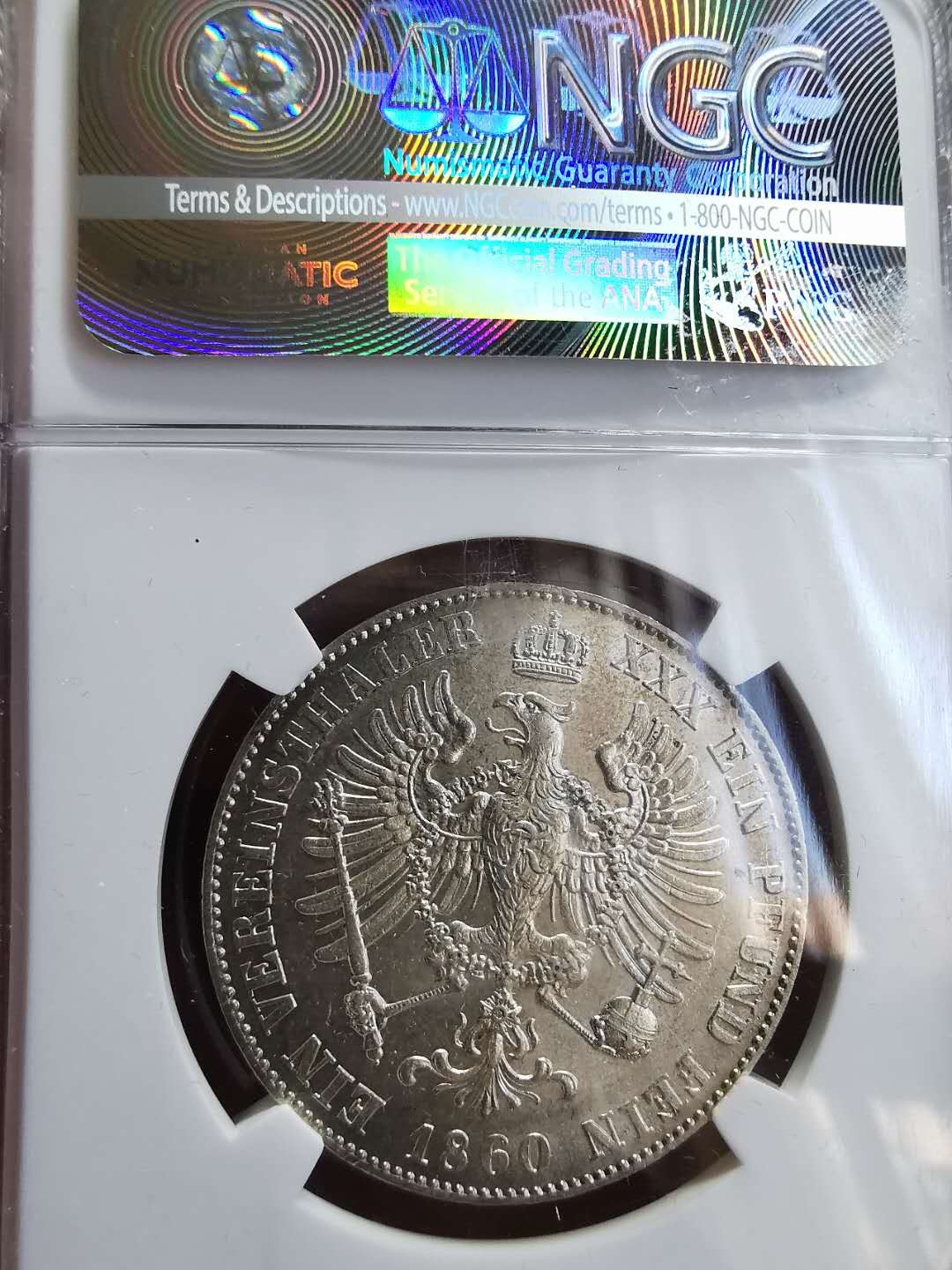 凡希社世界钱币微拍第一百五十二期 1860普鲁士流通泰勒NGC-AU58