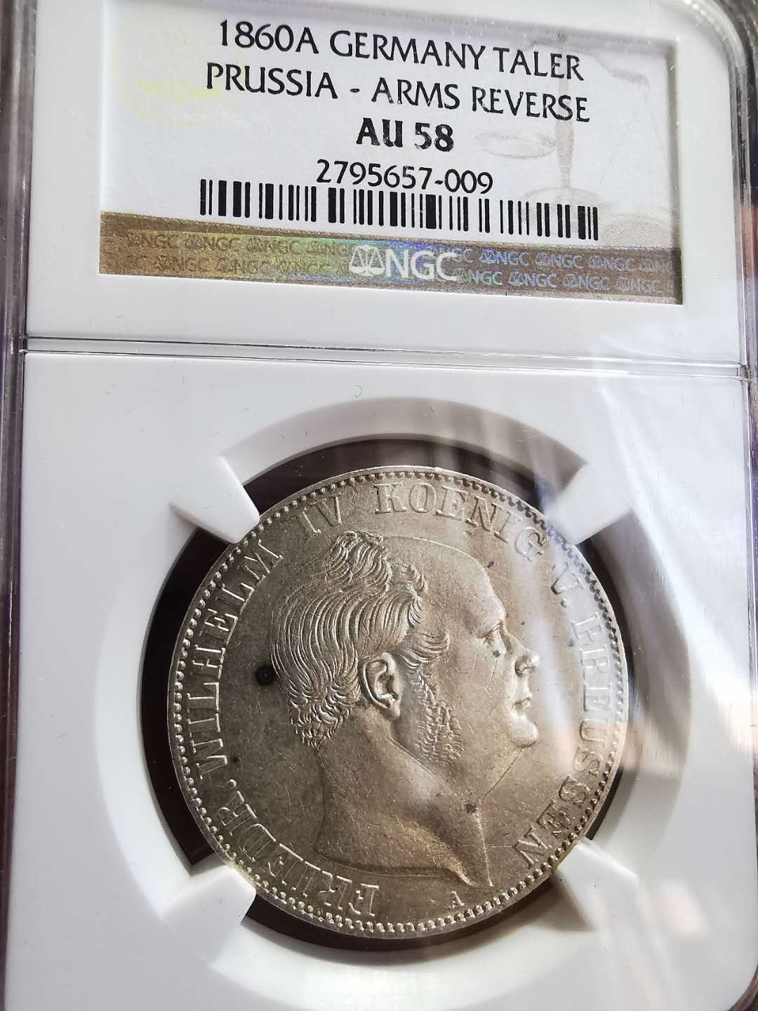 凡希社世界钱币微拍第一百五十二期 1860普鲁士流通泰勒NGC-AU58