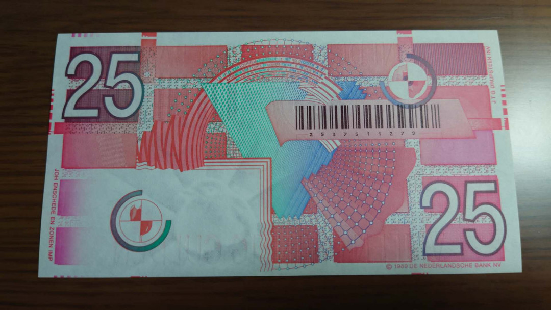 陆续更新【囧羊收藏】精选微拍第19期～2021年第十期   1989年荷兰25盾 齿轮版 全新刀拆绝品 全程无4号码尾号79