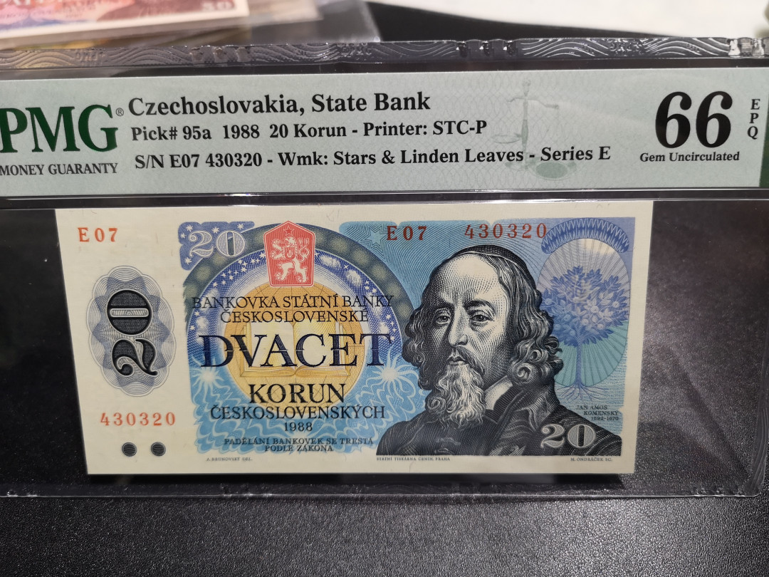 《外钞收藏家》第一百零五期拍卖 1988年捷克斯洛伐克 20克朗 PMG66