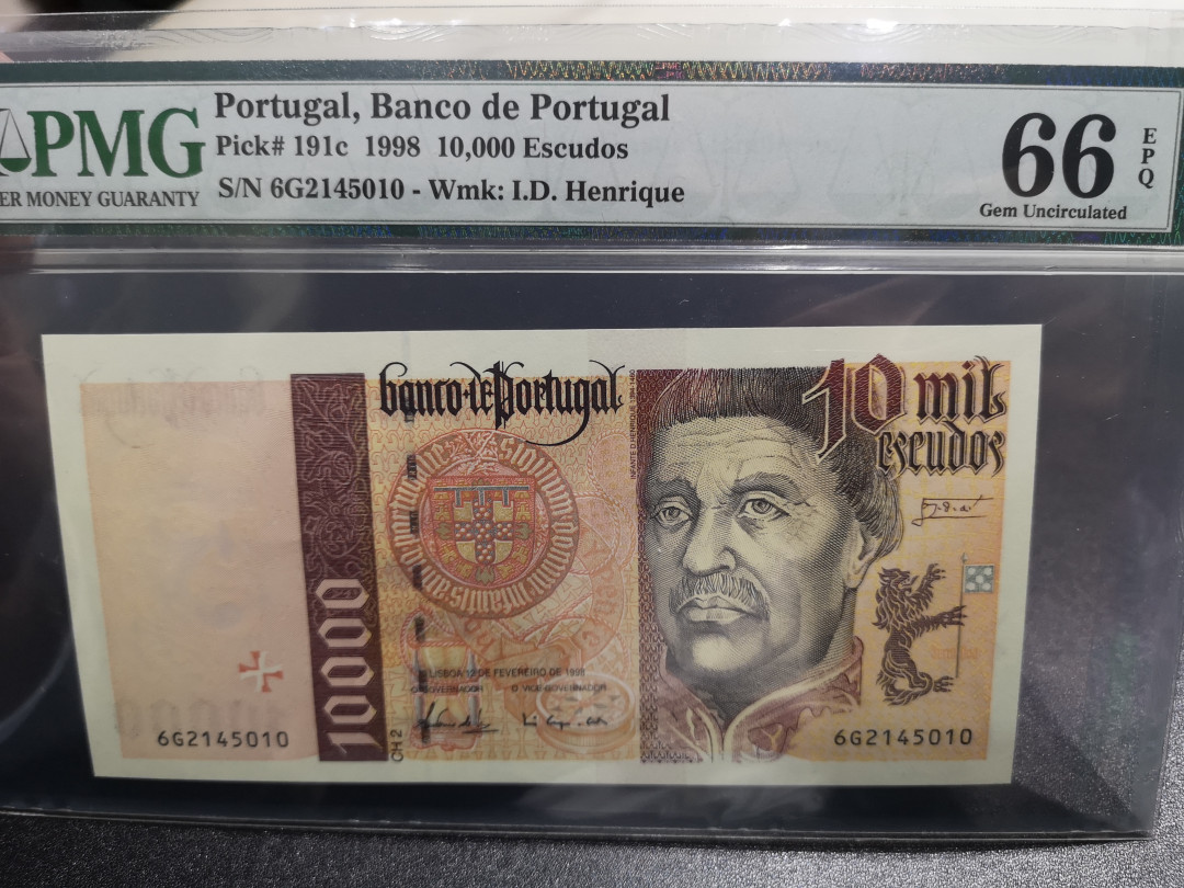 《外钞收藏家》第一百零五期拍卖 1998年葡萄牙10000 PMG66