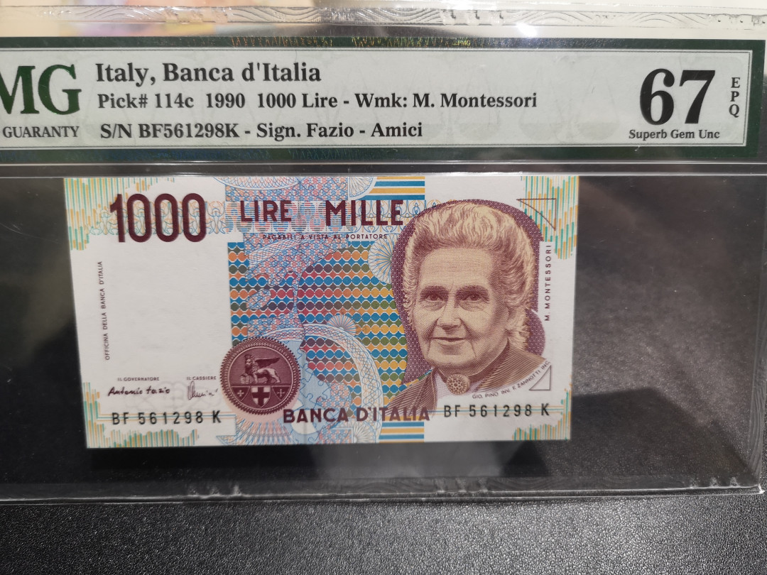 《外钞收藏家》第一百零五期拍卖 1990年意大利1000里拉 PMG67