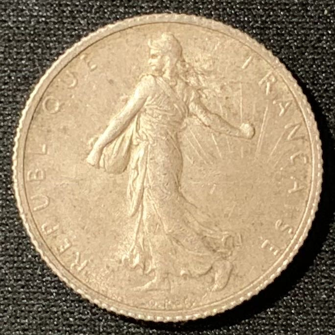 紫瑗钱币—微拍第134期  法国 1919年 播种女神 1法郎  5克 0.835银 