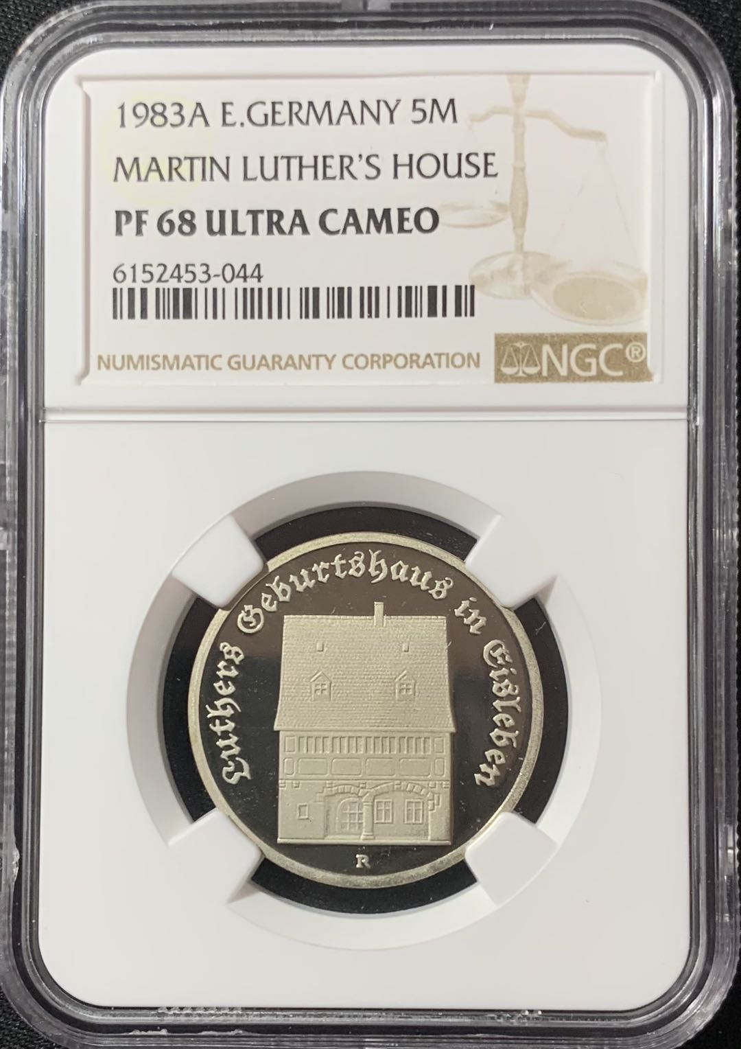 紫瑗钱币—微拍第134期  东德 民主的国 1983年 马丁·路德之家 5马克 精制 NGC PR68 UC