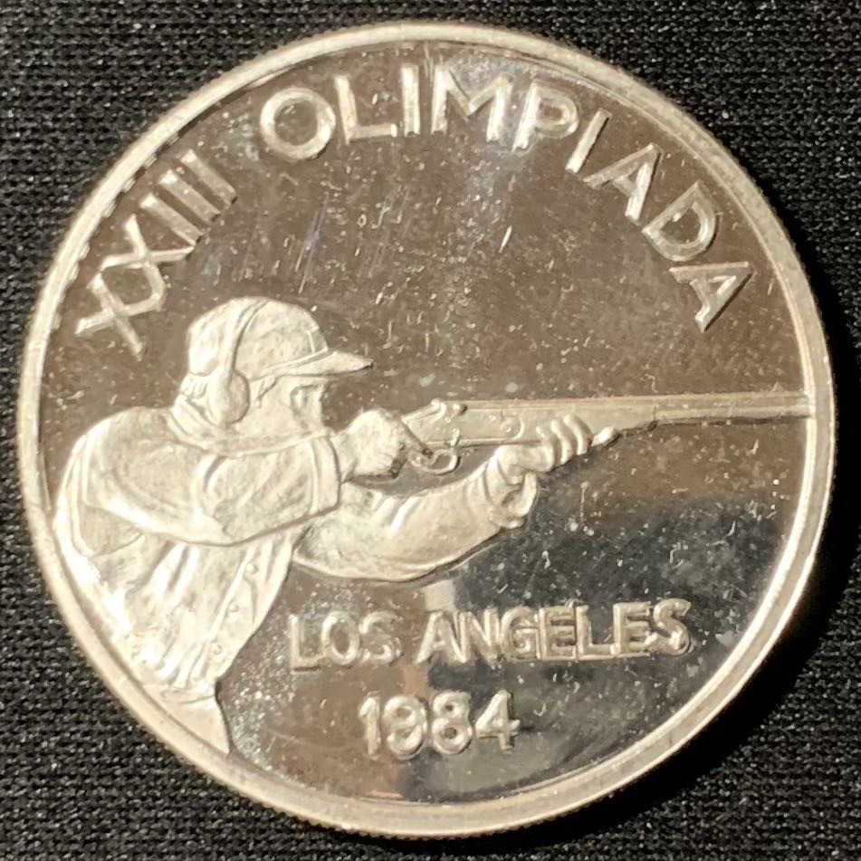 紫瑗钱币—微拍第134期  安道尔 1984年 洛杉矶奥运会 射击 20第纳尔 银币 16克 0.9银 精制