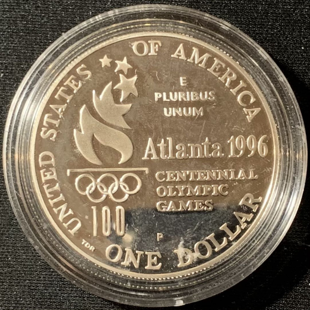紫瑗钱币—微拍第136期  美国 1996年 亚特兰大奥运会 网球  1元  26.73克 0.9银 精制