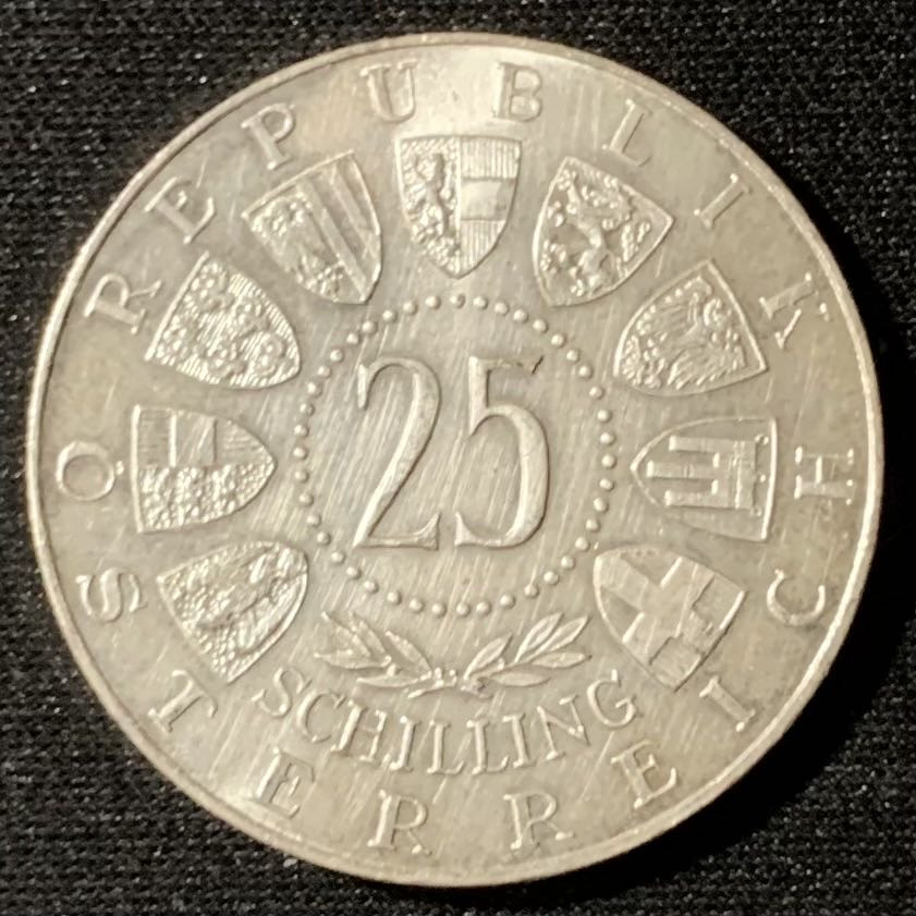 紫瑗钱币—微拍第134期  奥地利 1960年 卡林西亚州全民公决 25先令 13克 0.8银 UNC