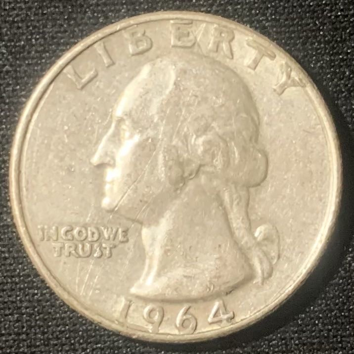 紫瑗钱币—微拍第134期  美国 1964年 华盛顿 25美分 6.25克 0.9银 