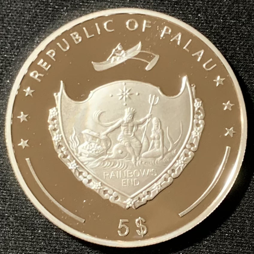 紫瑗钱币—微拍第134期  帕劳 2009年 大格洛克纳山和白花 5元 彩色银币 25克 0.925银 精制 带证书