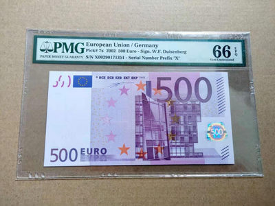 【Blue Auction】世界纸币精拍第74期——九九之夜（共99拍） - 【首签】欧盟 2002年500欧元 PMG66EPQ 德国版