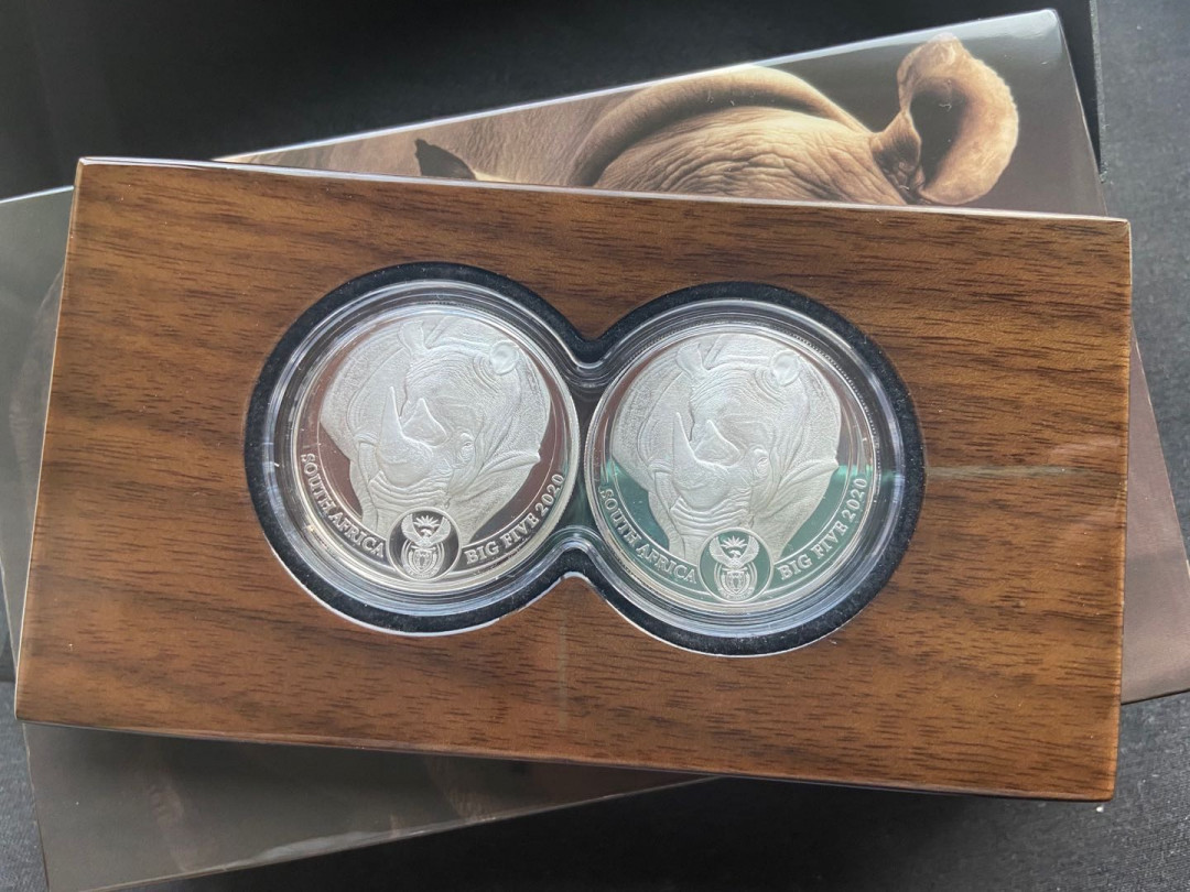 【币观天下】第142期钱币拍卖 【南非】非洲5霸之犀牛套装【2枚装】