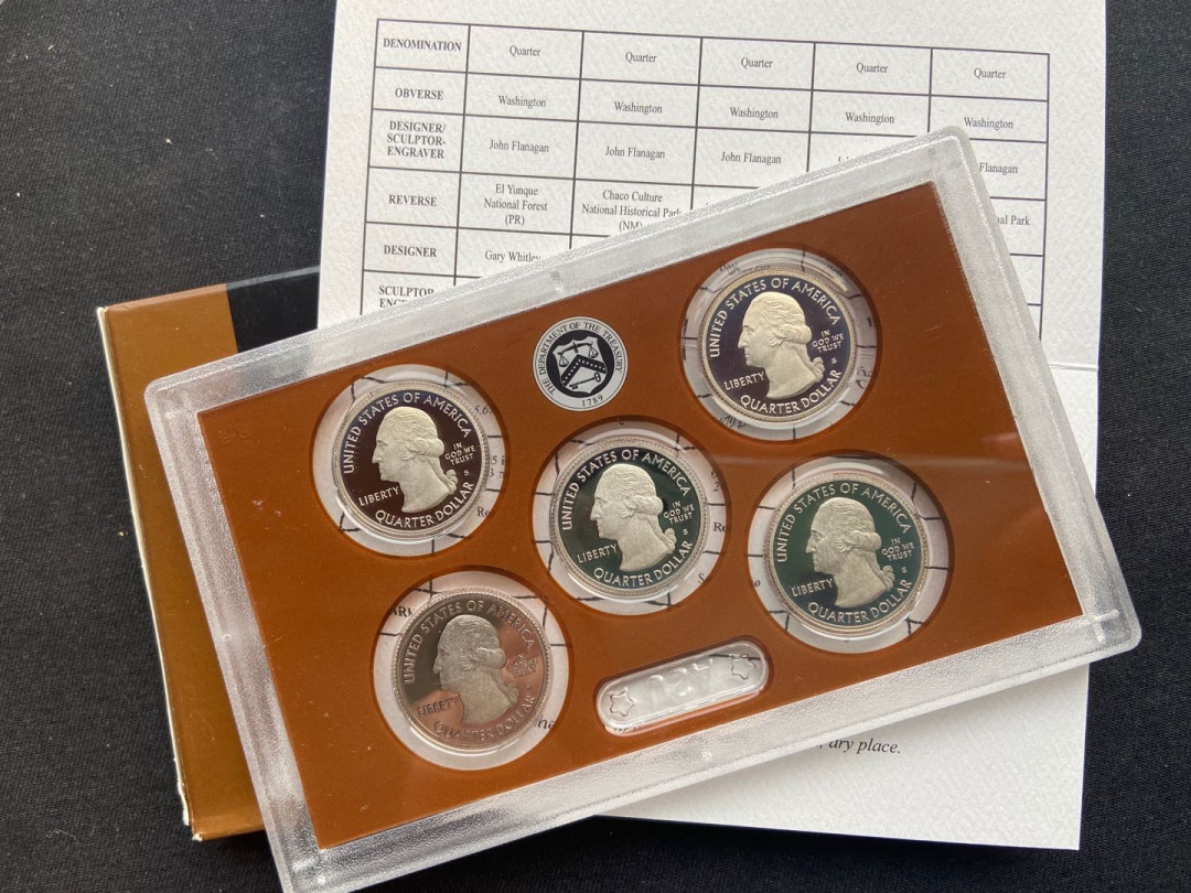 【币观天下】第142期钱币拍卖 【美国】2012年国家公园银币5枚套装