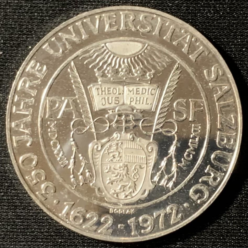 紫瑗钱币—微拍第135期  奥地利 1972年 萨尔兹堡大学350周年 50先令 20克 0.9银 精制