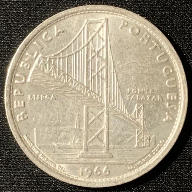 紫瑗钱币—微拍第135期  葡萄牙 1966年  里斯本大桥 20埃斯库多 10克 0.65银