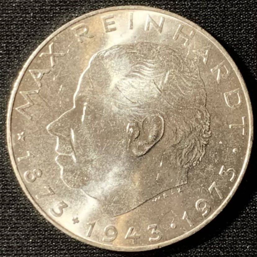 紫瑗钱币—微拍第135期  奥地利 1973年 马克思 莱因哈特100周年 25先令 13克 0.8银 UNC