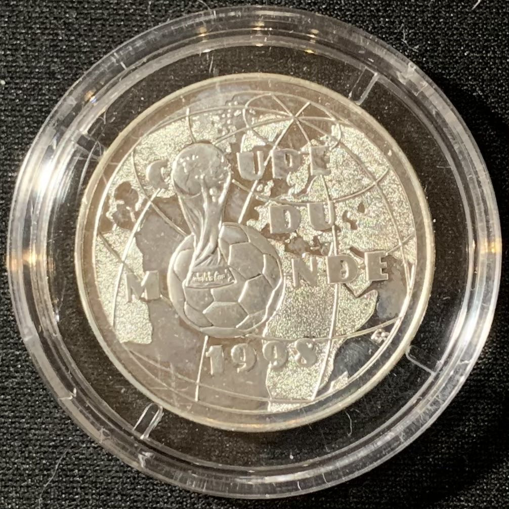 紫瑗钱币—微拍第135期  法国 1997年 世界杯 1法郎 12克 0.9银 UNC 原盒