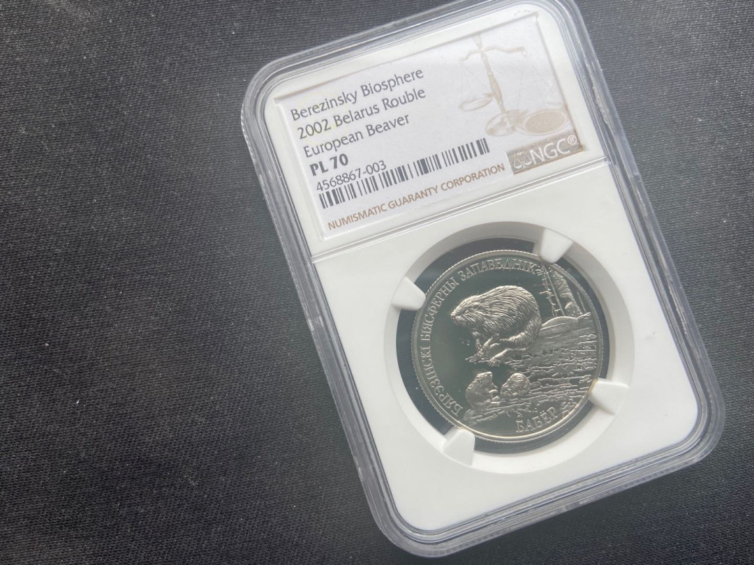 【币观天下】第142期钱币拍卖 【白俄罗斯】2002珍惜动物海狸镍币【ngc70】