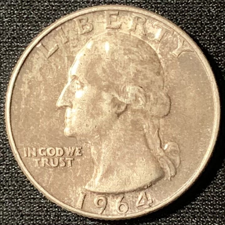 紫瑗钱币—微拍第135期  美国 1964年 华盛顿 25美分 6.25克 0.9银 