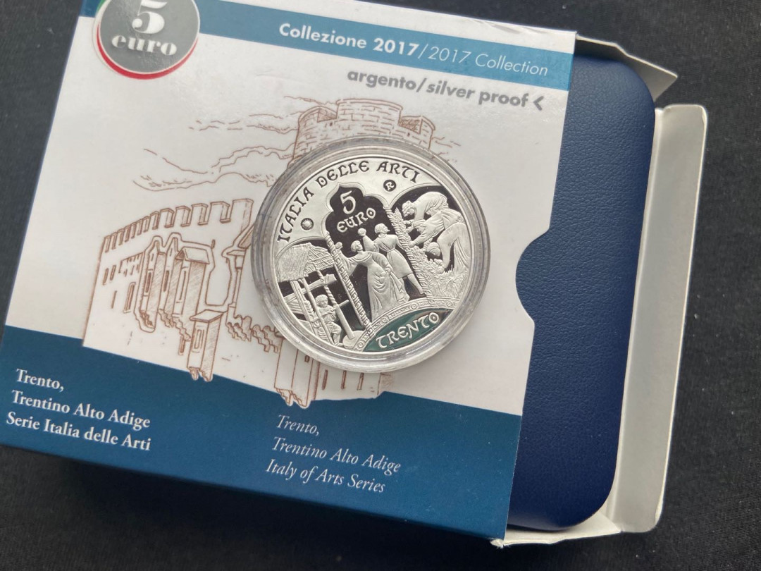 【币观天下】第143期钱币拍卖～ 意大利2017年意大利艺术主题 特伦托古城 精制银币