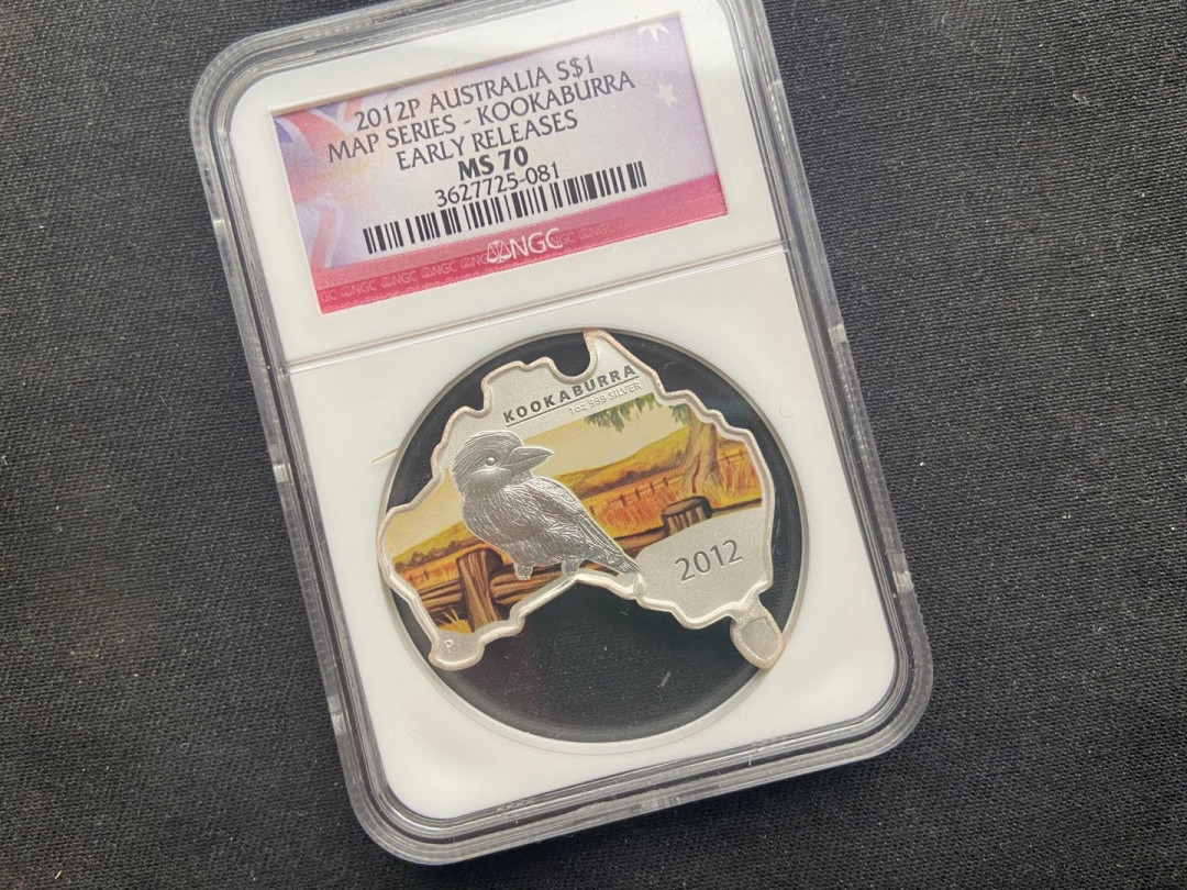 【币观天下】第143期钱币拍卖～ 【澳大利亚】翠鸟地图银币【ngc70】