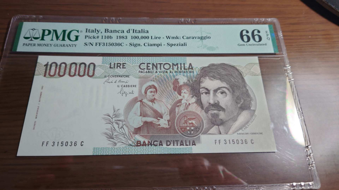 更新完毕【囧羊收藏】精选微拍第20期暨2021年第11期 世界精选货币 1983年意大利100000里拉 初版 十万 PMG66E 全程无47
