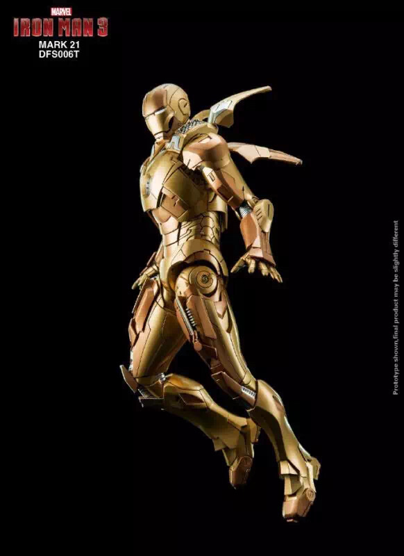 零元拍：KingArts 1/9 DFS006T 钢铁侠3 合金可动 黄金版 MK21 限定100个，独有的桔色发光地台