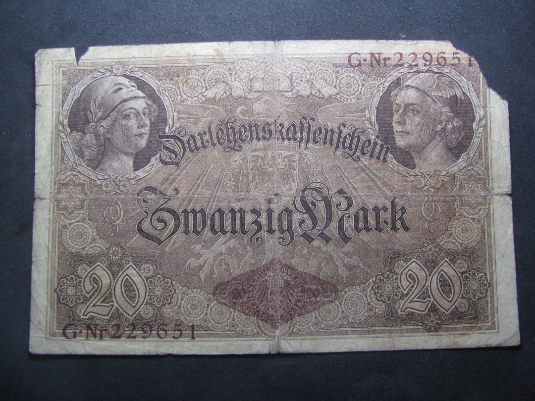 2021“王之爱好”第一期~外国纸币 德国马克：1914年，20马克，纸币