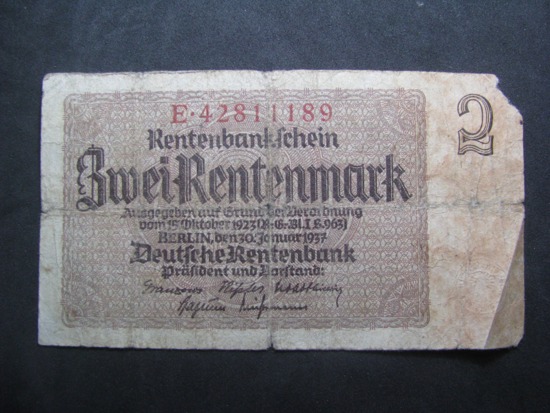 2021“王之爱好”第一期~外国纸币 德国马克：1937年，2马克，纸币