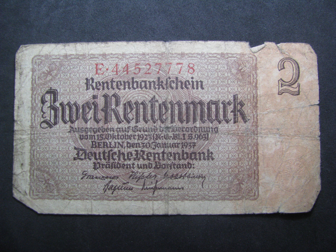 2021“王之爱好”第一期~外国纸币 德国马克：1937年，2马克，纸币