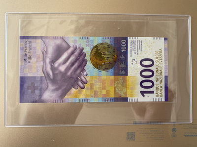 【Blue Auction】世界纸币精拍第78期——世界地球日专场【精】（共40拍） - 瑞士2017年 1000法郎 全新unc 手版“语言”主题 票面整体为紫色 极富浪漫和尊贵气息