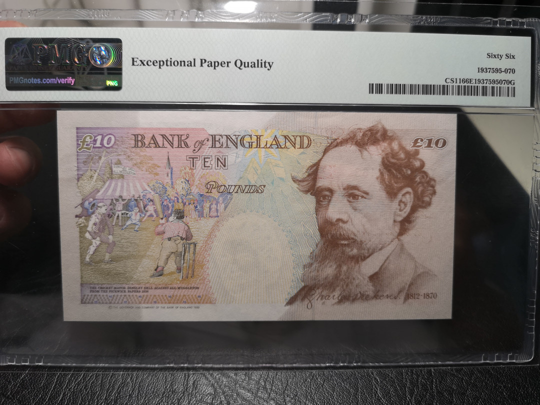《外钞收藏家》第一百零七期拍卖 1993年英国E序列10镑  PMG66 1436千位号