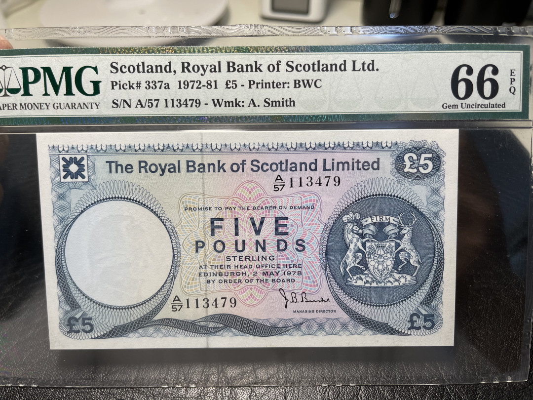 《外钞收藏家》第一百零七期拍卖 1978年苏格兰10镑 PMG66 BWC作品