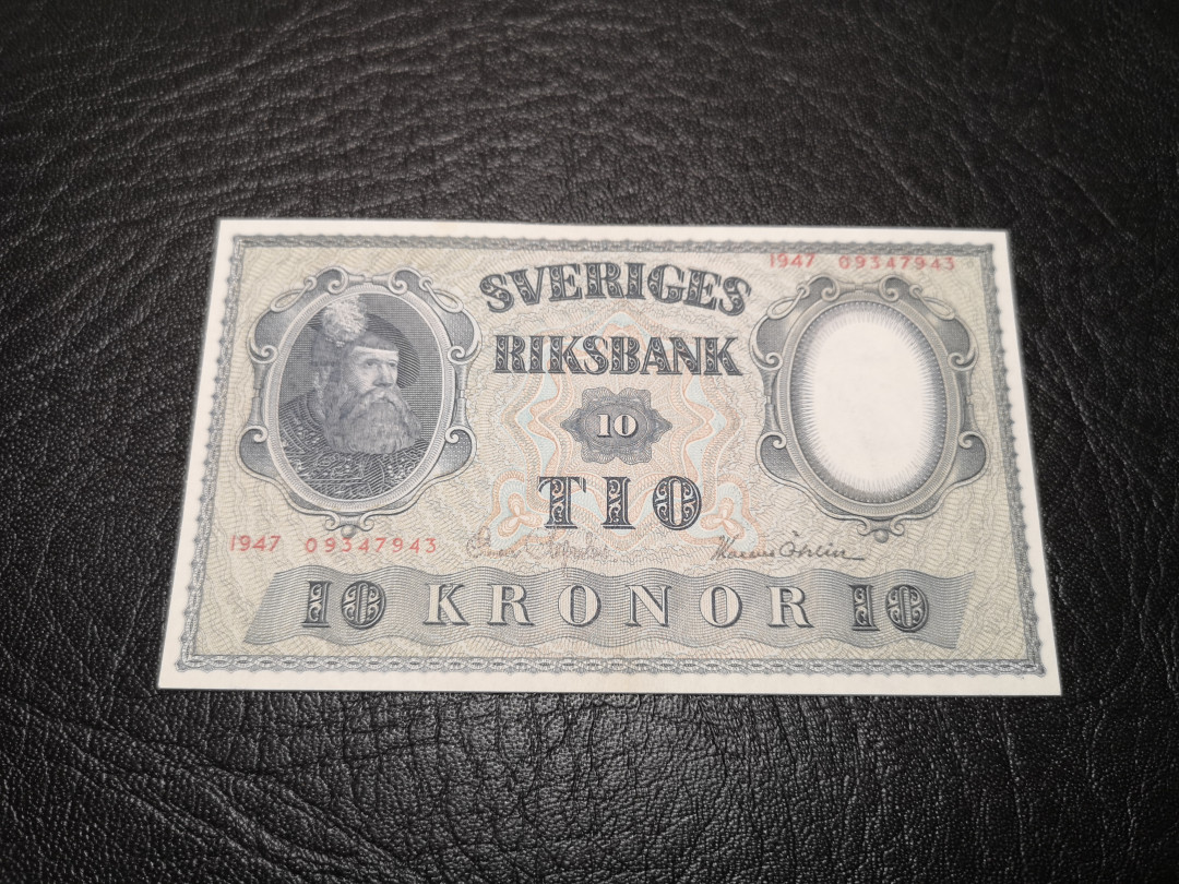 《外钞收藏家》第一百零七期拍卖 1947年瑞典10克朗 全新UNC