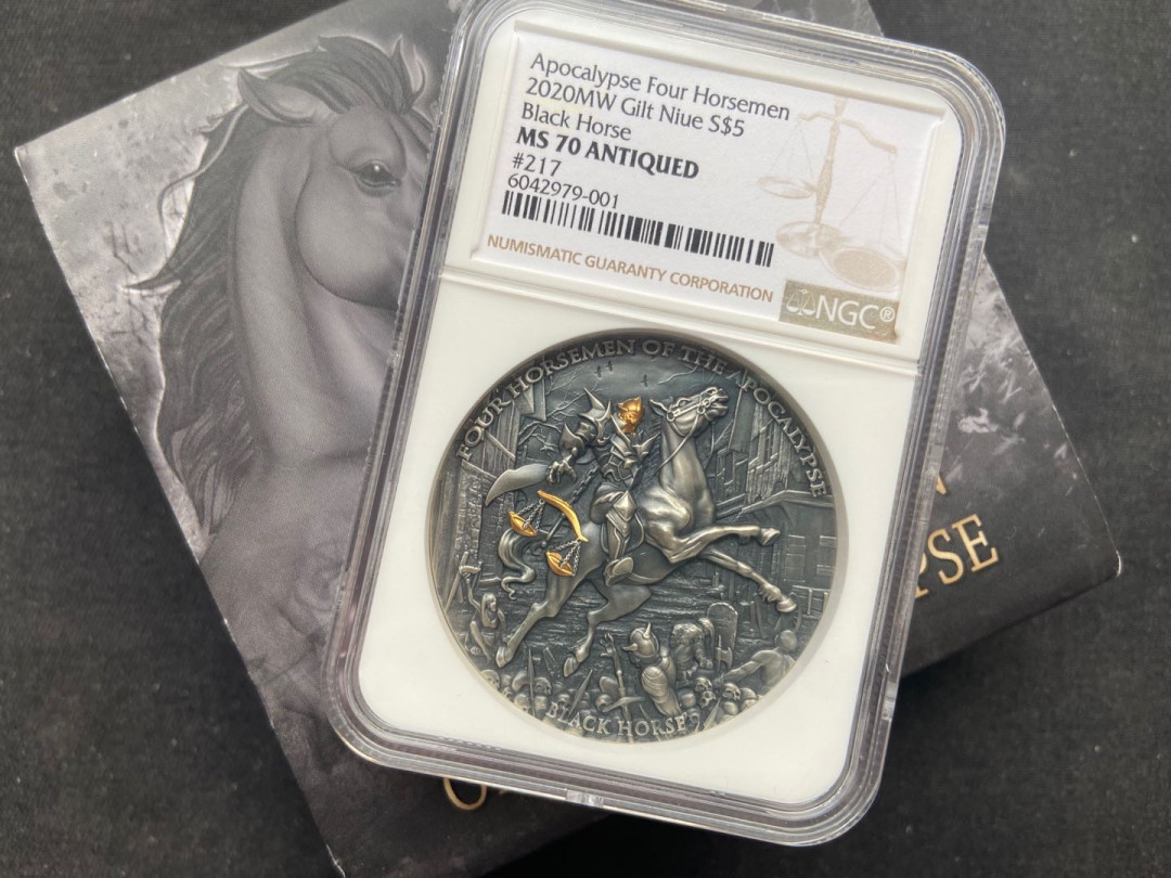 【币观天下】第144场拍卖 【纽埃】高浮雕之天启4骑士系列【3】黑马