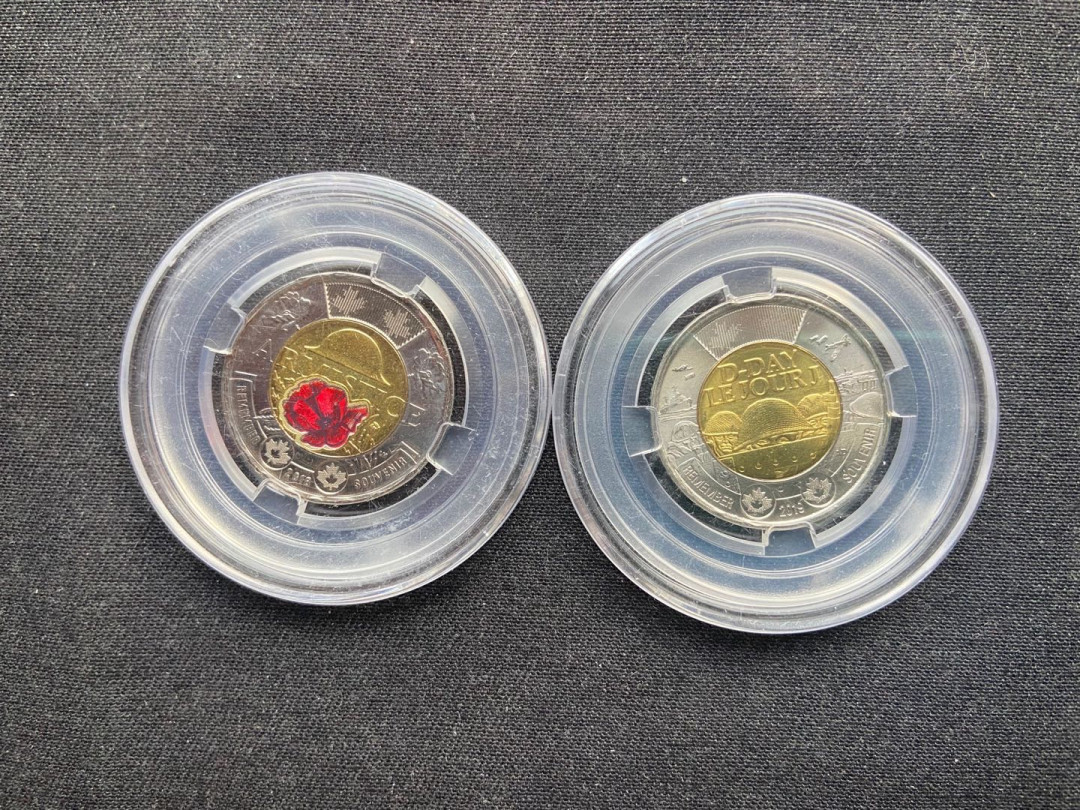 【币观天下】第144场拍卖 【加拿大】红花币+诺曼底登陆币2枚