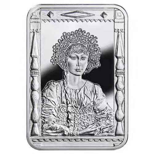 【币观天下】第144场拍卖 纽埃2015年1元，28.28克，世界名画 《俄罗斯美少女》-伊利亚.格拉祖诺夫 名作，彩色异形精制纪念银币